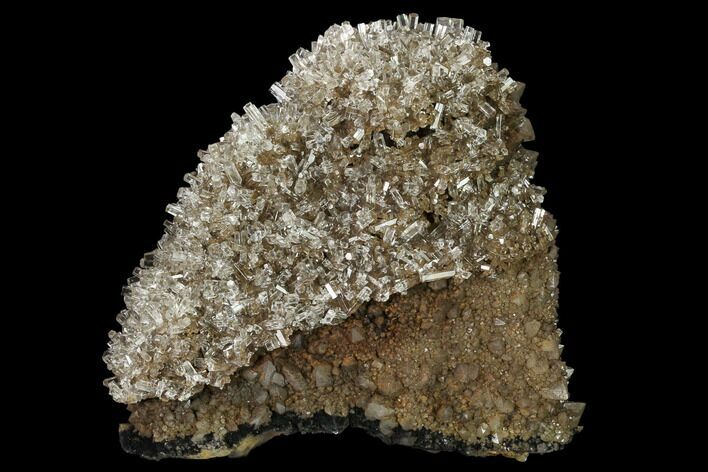 Transparent Columnar Calcite Crystal Cluster on Quartz - China #164008